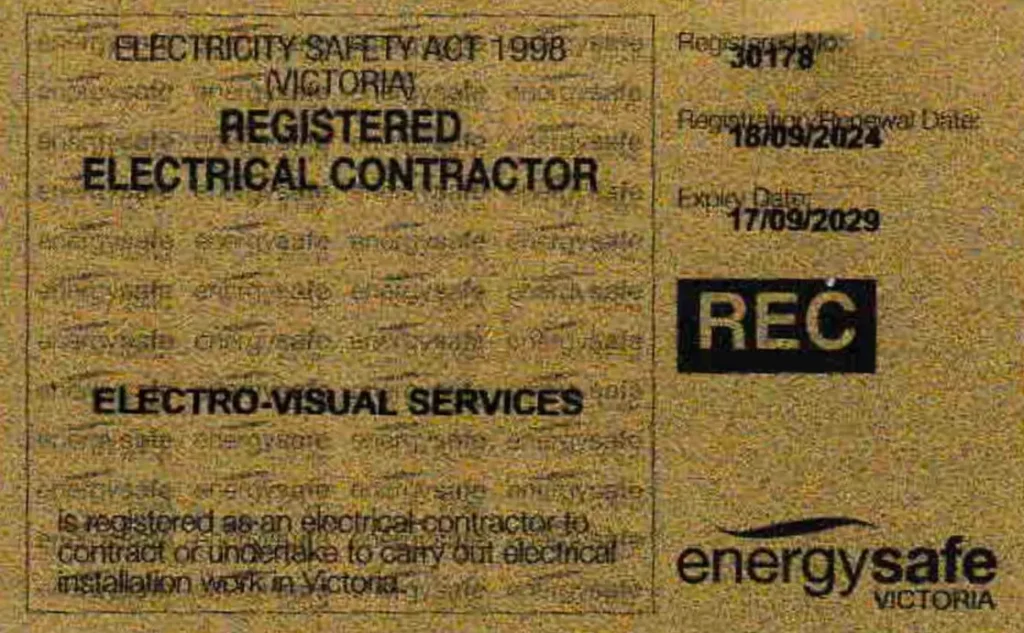 Registered Electrical Contractor Licence